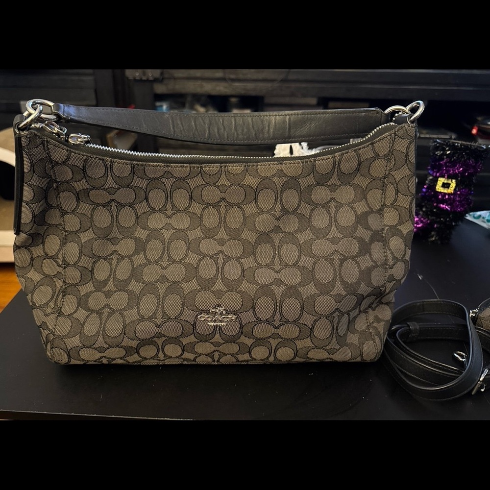 Coach East/West Celeste Hobo Signature Bag with Strap and Matching Wallet